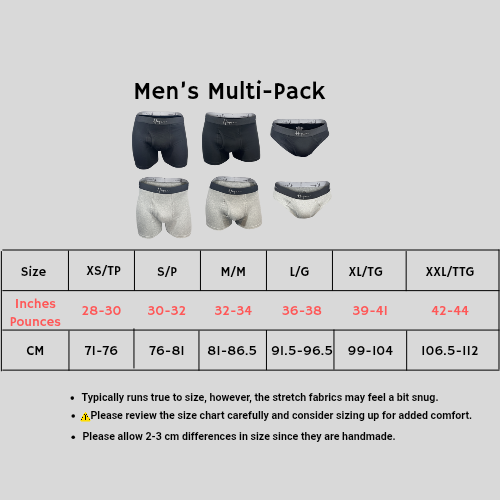 3 Pack, Multi-Pack - 1* Brief Boxer, 1* Boxer Trunk, 1* Classic Brief Hiqua Apparel