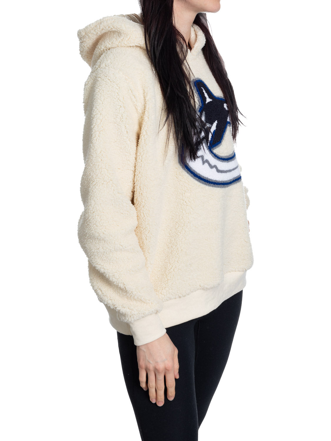 Vancouver Canucks Ladies Sherpa Hoodie with Premium Chenille Logo Calhoun Surf N' Skate