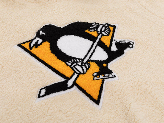 Pittsburgh Penguins Ladies Sherpa Hoodie with Premium Chenille Logo Calhoun Surf N' Skate
