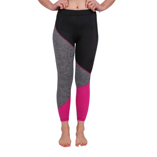 TriTone Flex Fit Yoga Leggings – Charcoal, Black & Fuchsia Hazel Textile