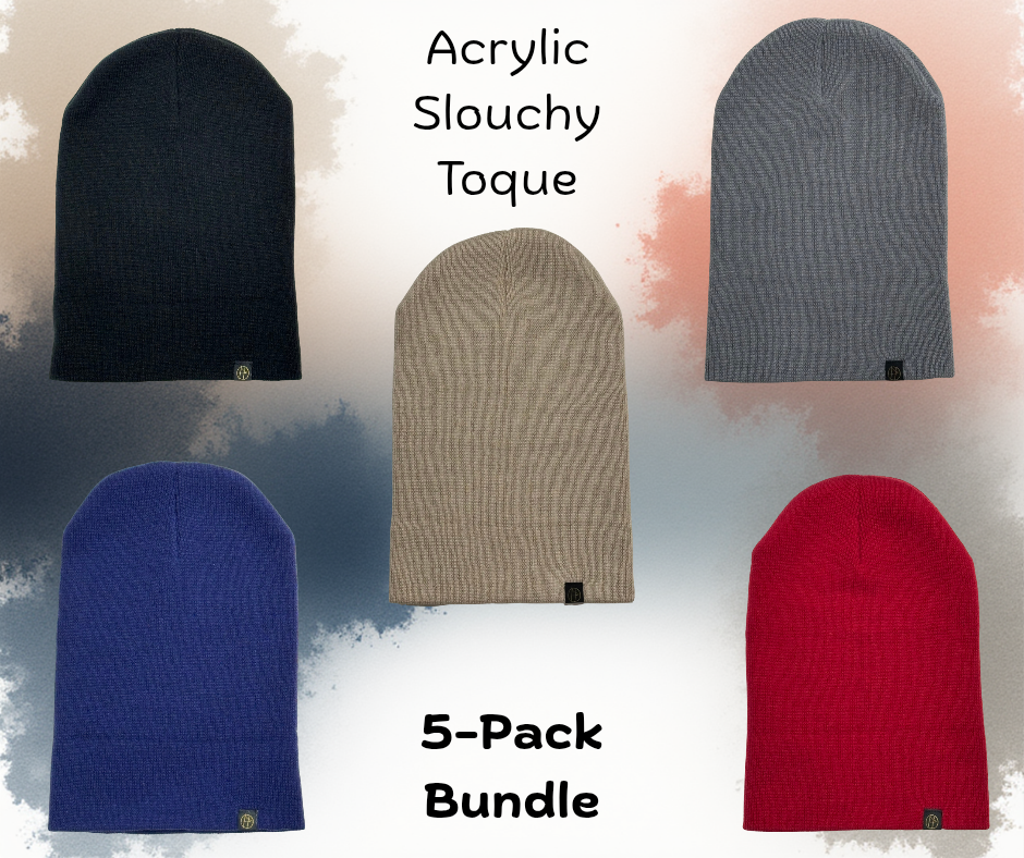 Acrylic Slouchy Toques - 5-Pack Bundle