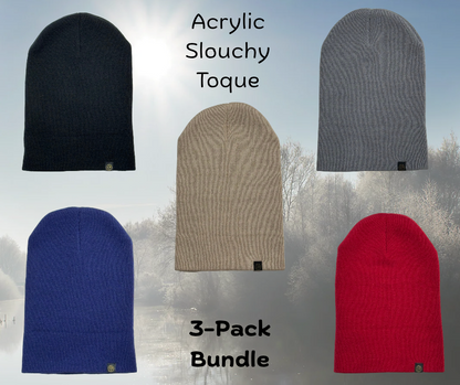 Acrylic Slouchy Toques - 3-Pack Bundle