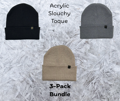Acrylic Slouchy Toques - 3-Pack Bundle
