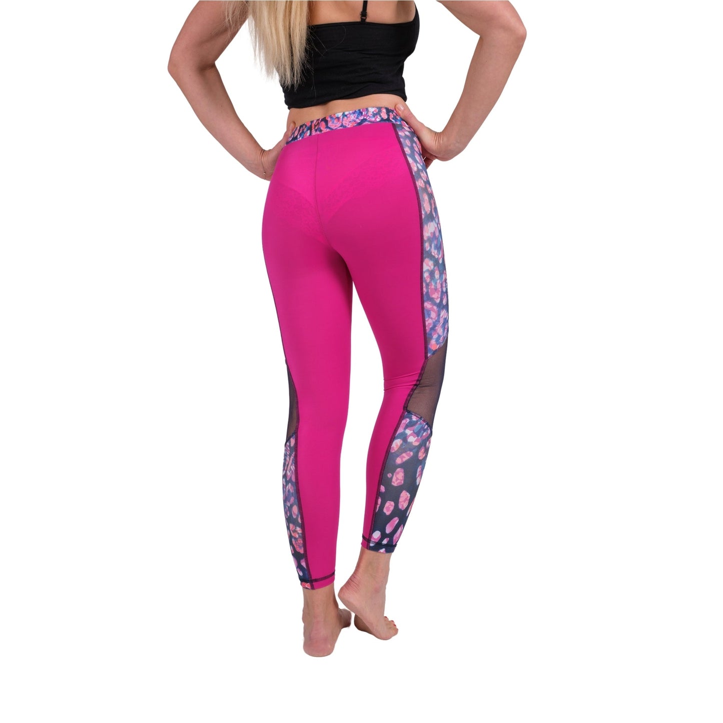 High Waist Leopard-Print Mesh Leggings – Women’s Athletic Stretch Fit Pants